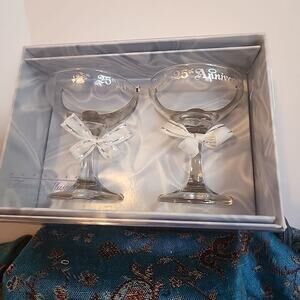 25th Anniversary Champagne Glasses by Treasure Masters Sterling Silver, Vintage